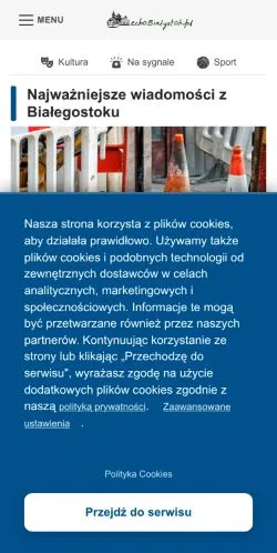 Anteprima del sito Echo Bialystok, media di Polonia per articoli sponsorizzati