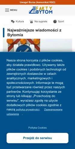 Podgląd witryny Fakty Bytom, medium z kraju Polska do artykułów sponsorowanych