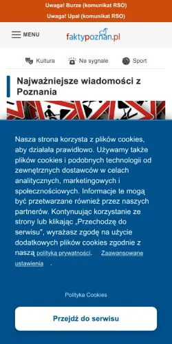 Anteprima del sito Fakty Poznań, media di Polonia per articoli sponsorizzati