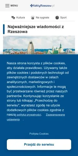 Anteprima del sito Fakty Rzeszów, media di Polonia per articoli sponsorizzati