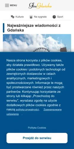 スポンサード記事向けのポーランドメディア、Głos Gdańskaのサイトプレビュー