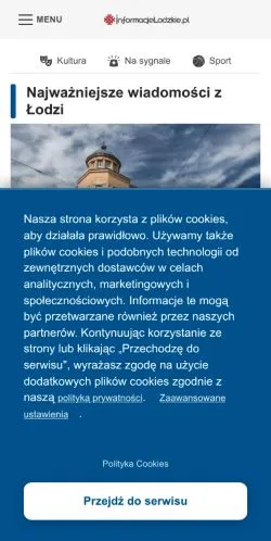 Anteprima del sito Informacje Łódzkie, media di Polonia per articoli sponsorizzati