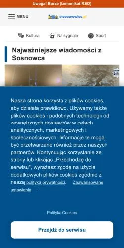 Anteprima del sito Fakty Sosnowiec, media di Polonia per articoli sponsorizzati