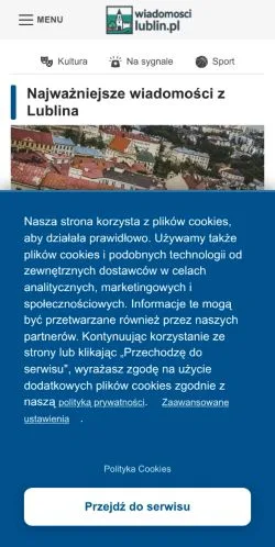 Anteprima del sito Wiadomości Lublin, media di Polonia per articoli sponsorizzati