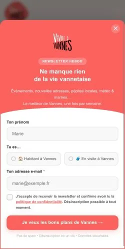 Podgląd witryny Vivre à Vannes, medium z kraju Francja do artykułów sponsorowanych
