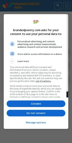 Anteprima del sito India Branded Poetry, media di Stati Uniti per articoli sponsorizzati