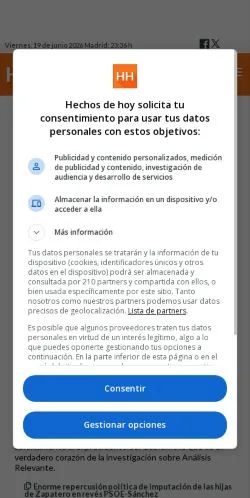 Anteprima del sito Hechos De Hoy, media di Spagna per articoli sponsorizzati