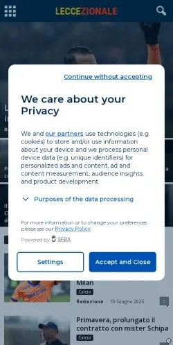 Anteprima del sito Leccezionale Salento, media di Italia per articoli sponsorizzati