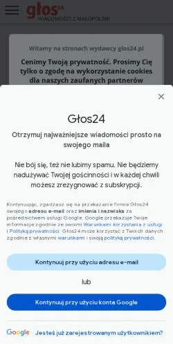 Vista previa del sitio Głos24, medio de Polonia para artículos patrocinados