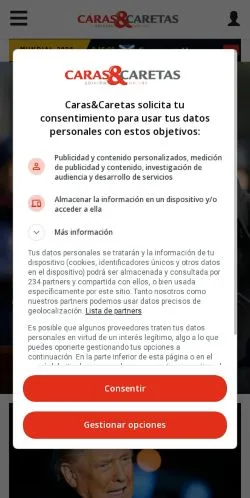 Anteprima del sito Caras y Caretas, media di Spagna per articoli sponsorizzati