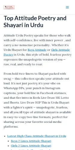 Anteprima del sito Attitude Urdu Poetry, media di Stati Uniti per articoli sponsorizzati
