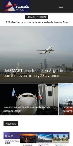 スポンサード記事向けのスペインメディア、Aviación Newsのサイトプレビュー