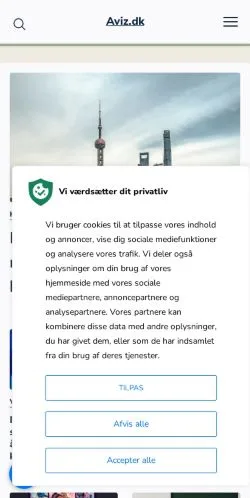 Voorbeeld van de site Aviz, medium uit Denemarken voor gesponsorde artikelen
