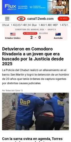 Aperçu du site Canal 12 Web, média de Espagne pour articles sponsorisés