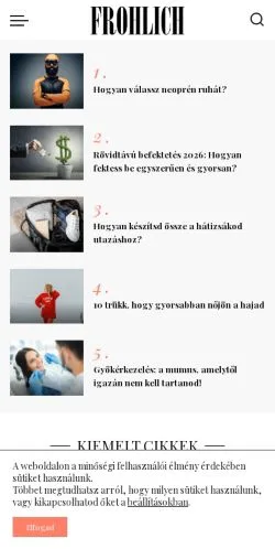 Anteprima del sito Frohlich, media di Ungheria per articoli sponsorizzati