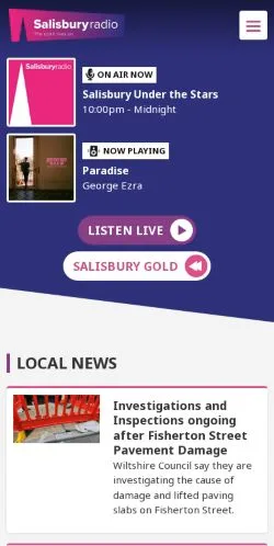 Podgląd witryny Salisbury Radio, medium z kraju Wielka Brytania do artykułów sponsorowanych