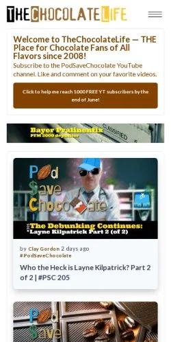 Anteprima del sito TheChocolateLife, media di Stati Uniti per articoli sponsorizzati