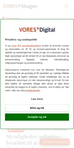 Anteprima del sito VORES Skagen, media di Danimarca per articoli sponsorizzati
