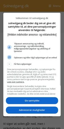 Anteprima del sito Solnedgang, media di Danimarca per articoli sponsorizzati