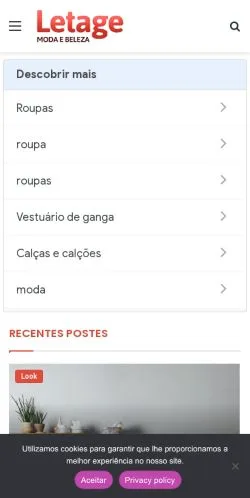 Anteprima del sito Letage Moda e Beleza, media di Brasile per articoli sponsorizzati
