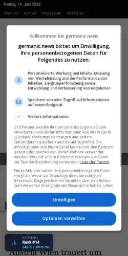 Podgląd witryny Germanic Nachrichten, medium z kraju Niemcy do artykułów sponsorowanych