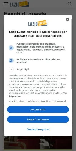 Anteprima del sito Lazio Eventi, media di Italia per articoli sponsorizzati
