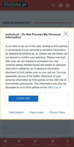 スポンサード記事向けのポーランドメディア、iOchotaのサイトプレビュー