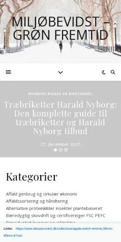 Anteprima del sito Miljøbevidst, media di Danimarca per articoli sponsorizzati