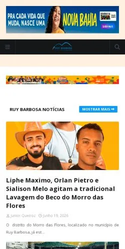 스폰서 기사용 브라질 매체 Ruy Barbosa Notícias 사이트 미리보기