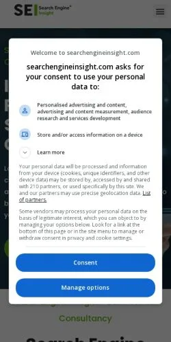 Vista previa del sitio Search Engine Consultancy, medio de Estados Unidos para artículos patrocinados