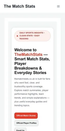 Anteprima del sito The Match Stats, media di Regno Unito per articoli sponsorizzati