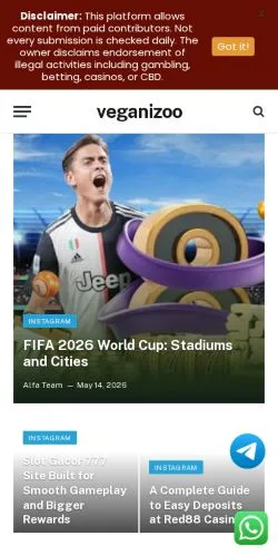 Anteprima del sito Veganizoo, media di Stati Uniti per articoli sponsorizzati