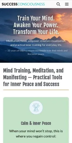 스폰서 기사용 미국 매체 Success Consciousness 사이트 미리보기