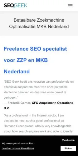 Podgląd witryny Seo Geek, medium z kraju Holandia do artykułów sponsorowanych