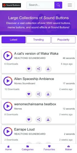Anteprima del sito Sound Buttons World, media di Stati Uniti per articoli sponsorizzati