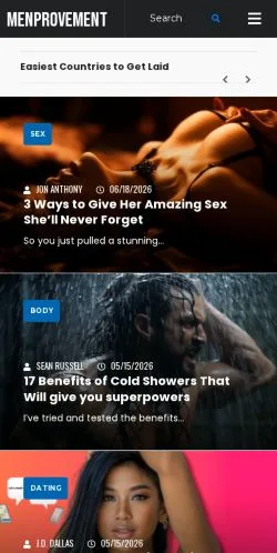 Preview of the Menprovement website, a media outlet in United States for sponsored articles