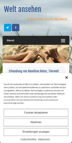 Vista previa del sitio Weltansehen, medio de Alemania para artículos patrocinados