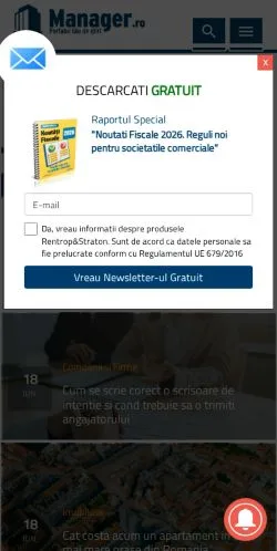 Forhåndsvisning av nettstedet Manager, medium fra Romania for sponsede artikler