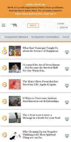 Aperçu du site Elephant Journal, média de États-Unis pour articles sponsorisés