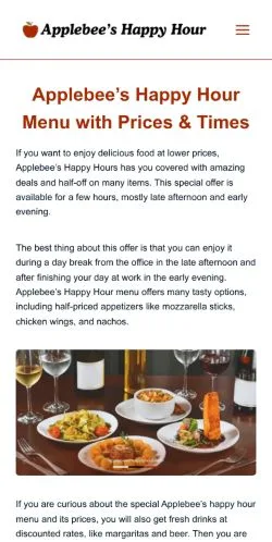 Podgląd witryny Applebee's Happy Hour, medium z kraju Stany Zjednoczone do artykułów sponsorowanych