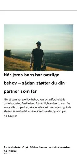 Forhåndsvisning af blivfar.dk, medie fra Danmark til sponsorerede artikler
