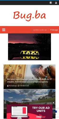 Förhandsvisning av webbplatsen Bug, medium i Bosnien och Hercegovina för sponsrade artiklar