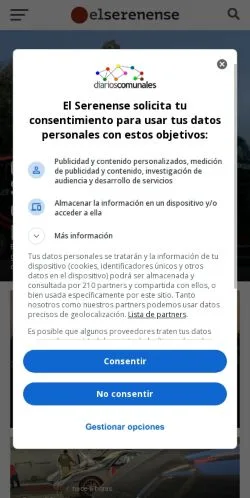 Forhåndsvisning av nettstedet El Serenense, medium fra Chile for sponsede artikler