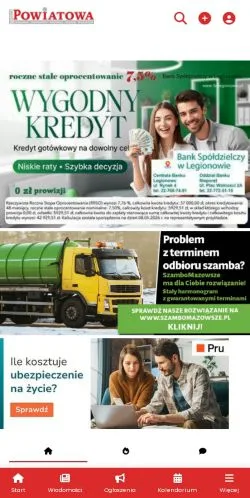 Pré-visualização do site Gazeta Powiatowa Legionowo, meio de Polônia para artigos patrocinados