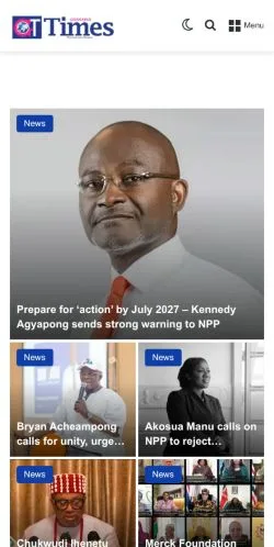 Aperçu du site Ghanaian Times, média de États-Unis pour articles sponsorisés