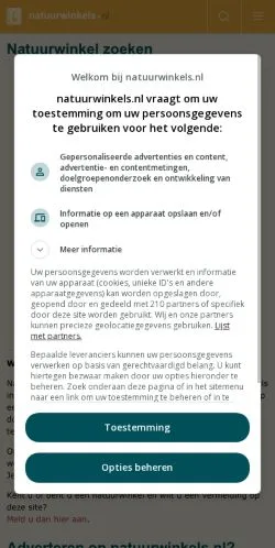 Podgląd witryny Natuurwinkels, medium z kraju Holandia do artykułów sponsorowanych