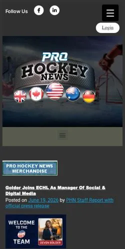 Anteprima del sito Pro Hockey News, media di Stati Uniti per articoli sponsorizzati