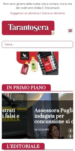 スポンサード記事向けのイタリアメディア、Tarantoseraのサイトプレビュー