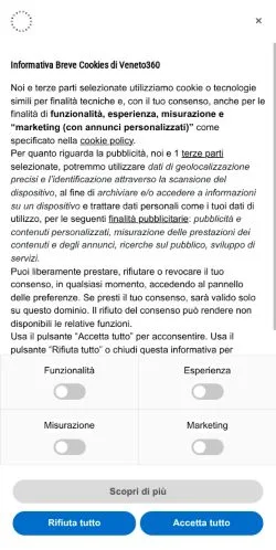 Podgląd witryny Veneto360, medium z kraju Włochy do artykułów sponsorowanych