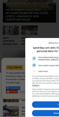Podgląd witryny Qatar Day, medium z kraju Stany Zjednoczone do artykułów sponsorowanych